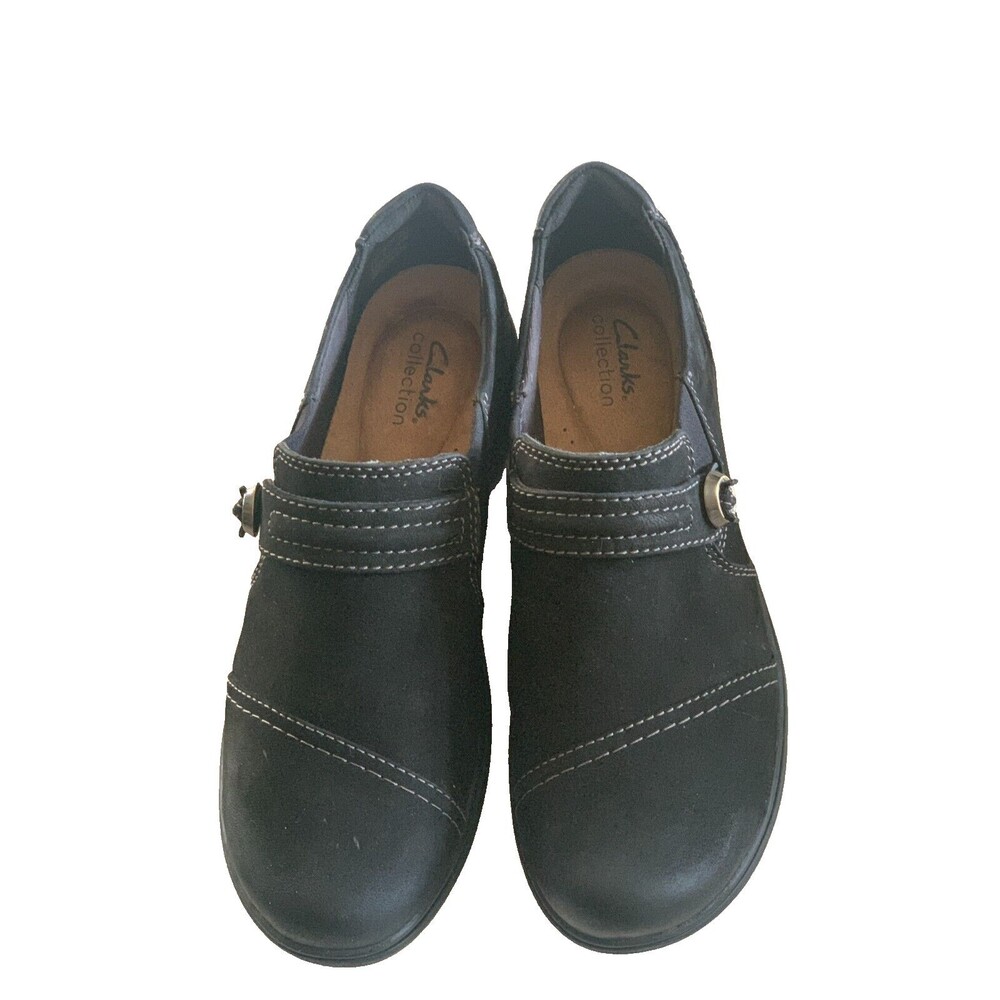 Clarks Carleigh Pearl  Black Nubuck Shoes Size 10M